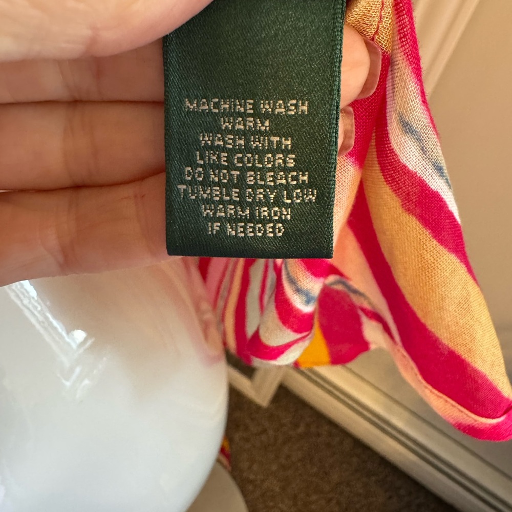 Lauren Ralph NWTS Multi Pink Sleeveless Ruffle Wrap Top Deep Vneck Size Small - Picture 11 of 12